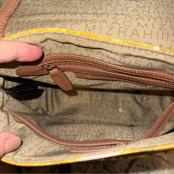 Isaac Mizrahi Yellow and Brown Floral Crossbody Bag - Picture 3 of 8